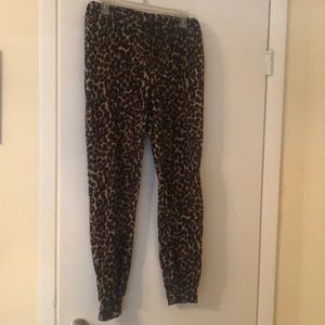 Leopard print cozy tie waist pant